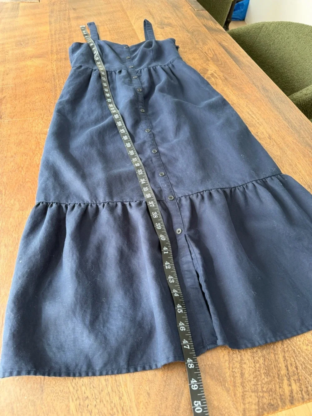 Frank And Oak Navy Tencel Linen Blend Button-Down Midi Dress S - Picture 5 of 11